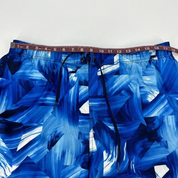 Nike Swimming Trunks Shorts Men's Swim XXL Blue Geometric Mesh‎ Lined - Picture 8 of 12
